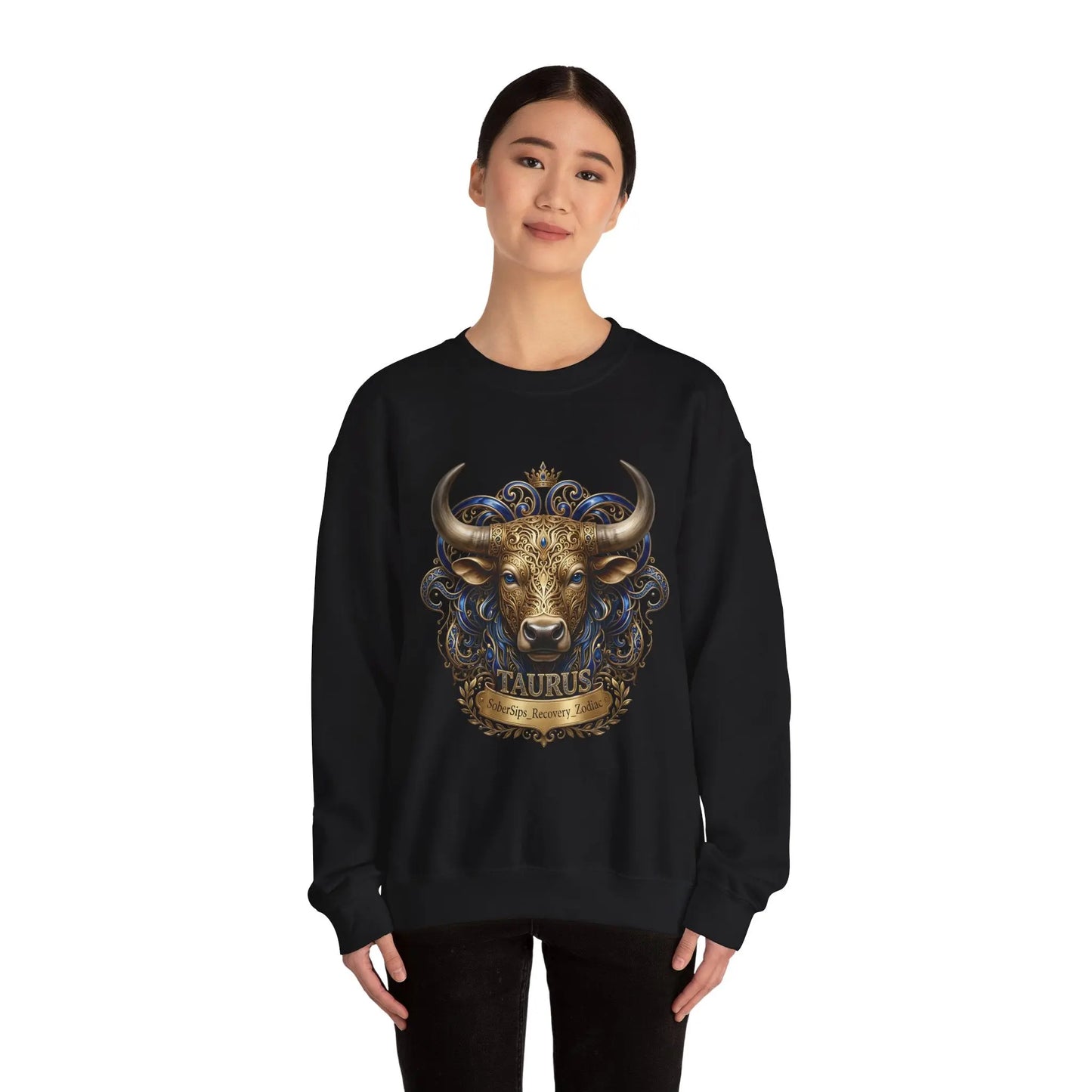 Taurus Zodiac Sweatshirt — Ornate Bull Astrology Crewneck Printify