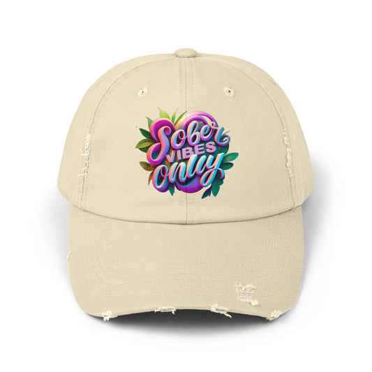 Beige Trucker Hat with colorful 'Jole vibes only' text design on a white background