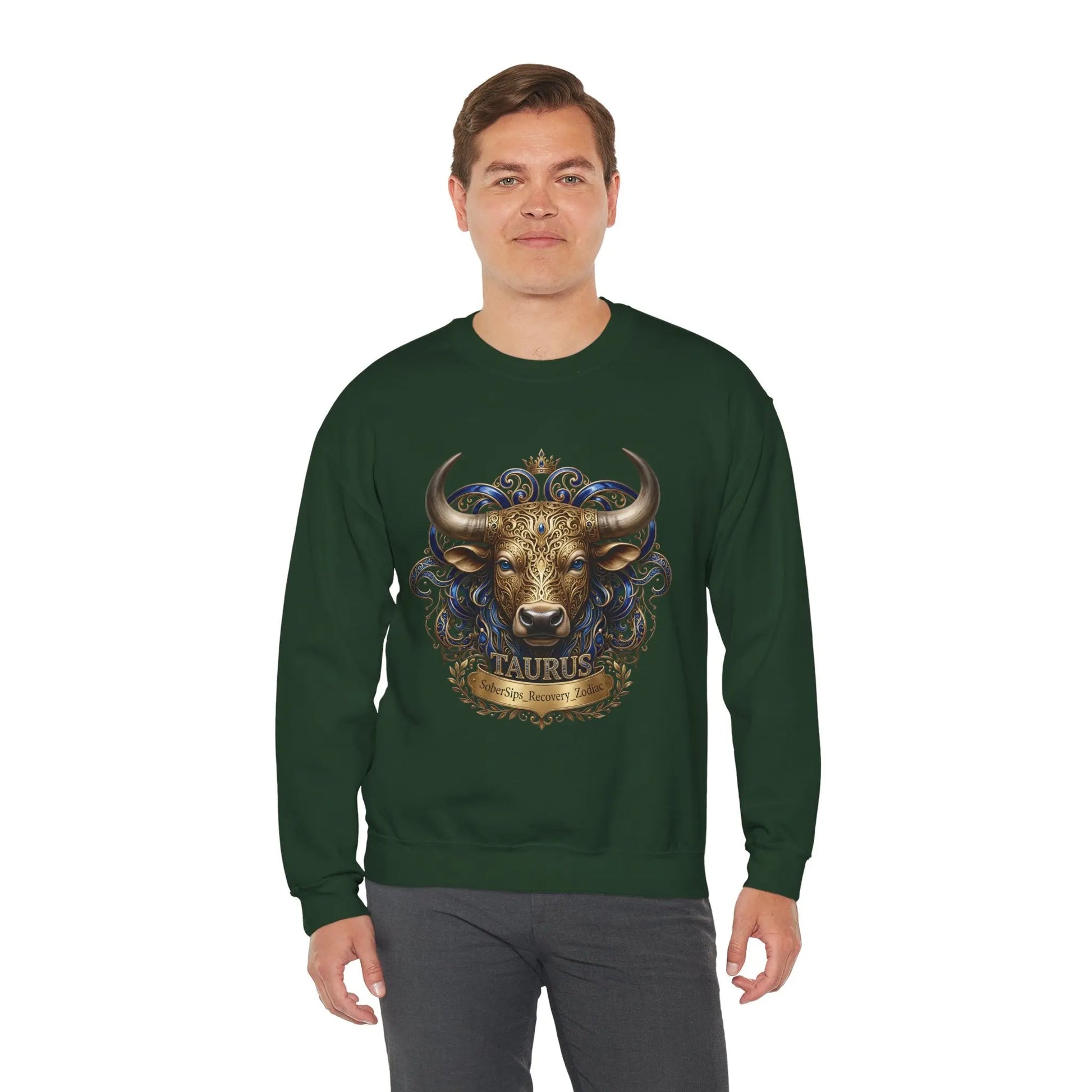 Taurus Zodiac Sweatshirt — Ornate Bull Astrology Crewneck Printify