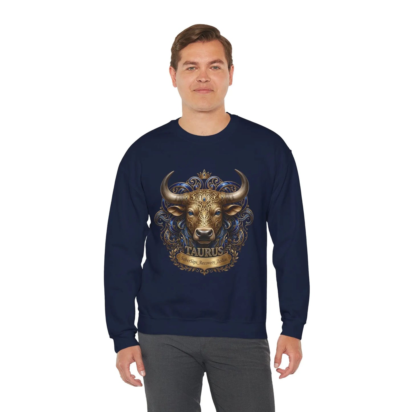 Taurus Zodiac Sweatshirt — Ornate Bull Astrology Crewneck Printify