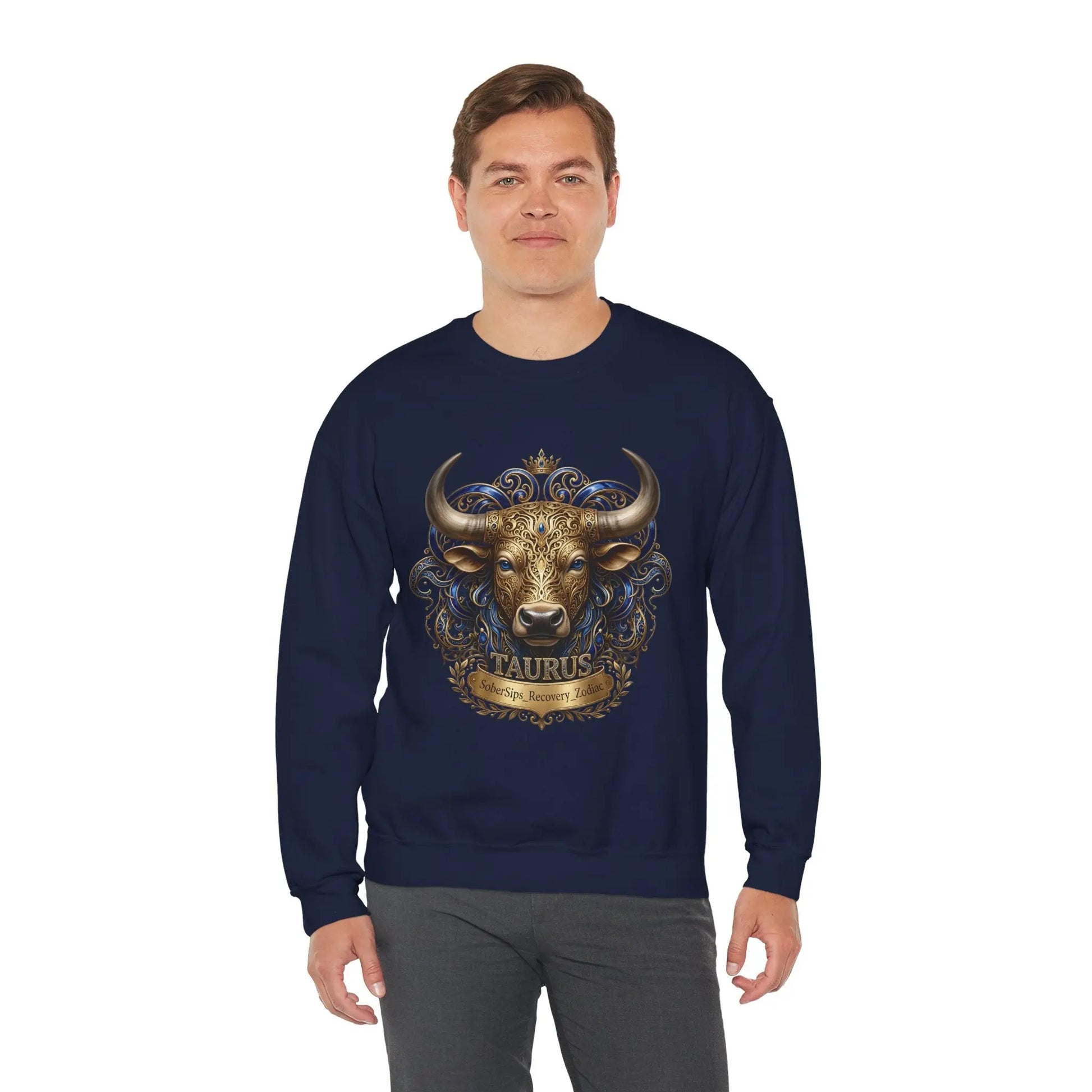 Taurus Zodiac Sweatshirt — Ornate Bull Astrology Crewneck Printify