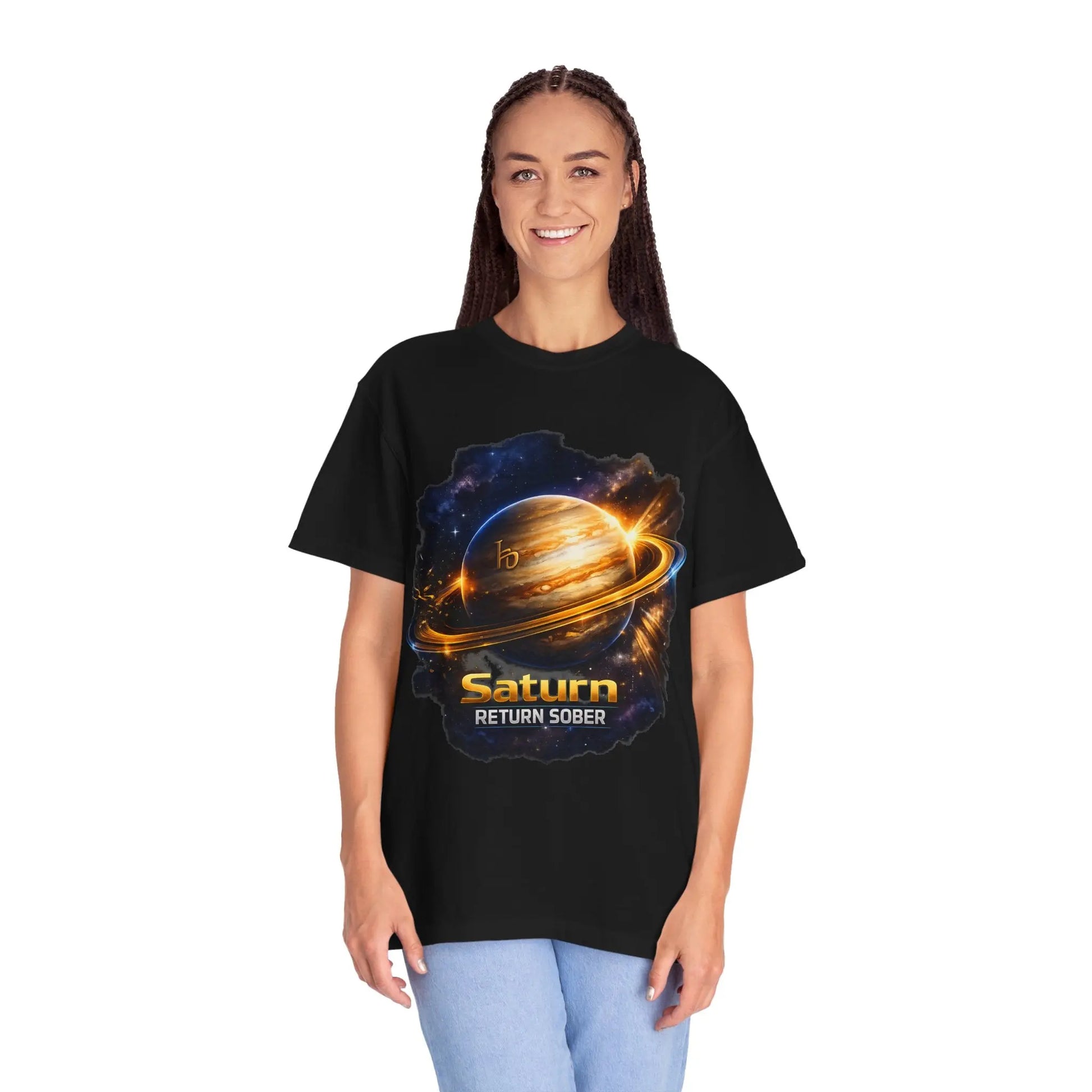 Sober Through the Saturn Return T-Shirt — '' Spiritual Astrology Tee - SoberSips_Recovery&Zodiac Printify