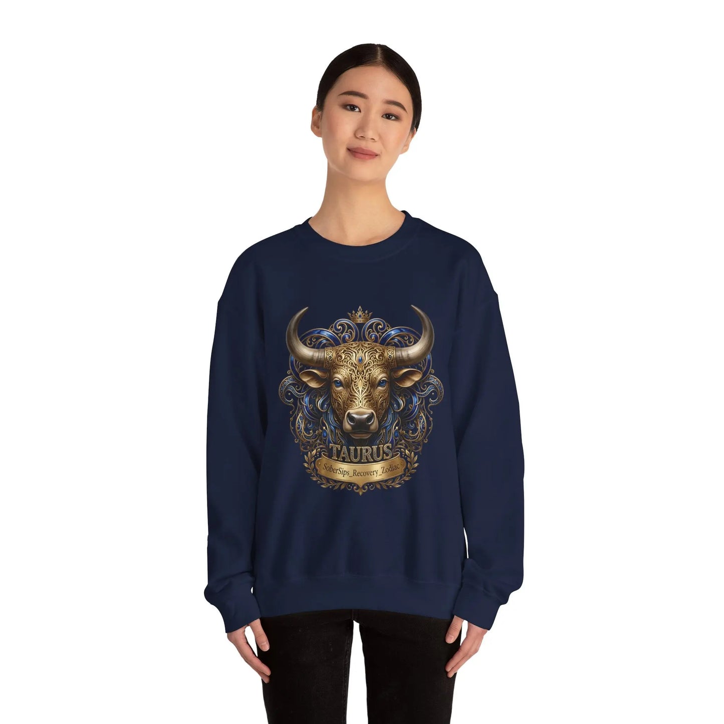 Taurus Zodiac Sweatshirt — Ornate Bull Astrology Crewneck Printify