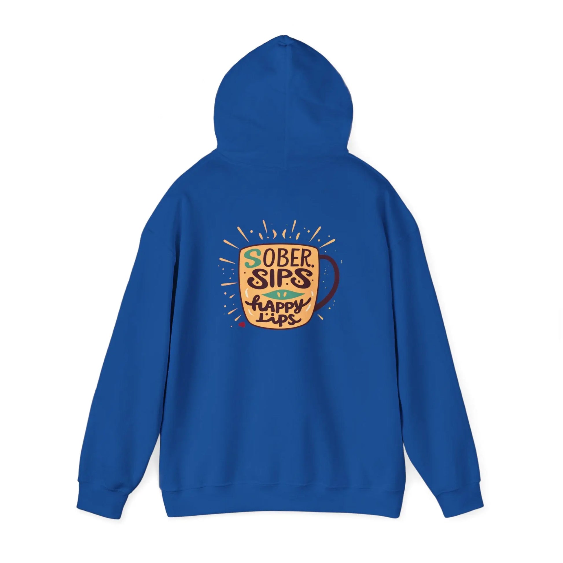 Horse Rider Graphic Hoodie — "SoberSips, Happy Lips" Coffee Backprint Printify