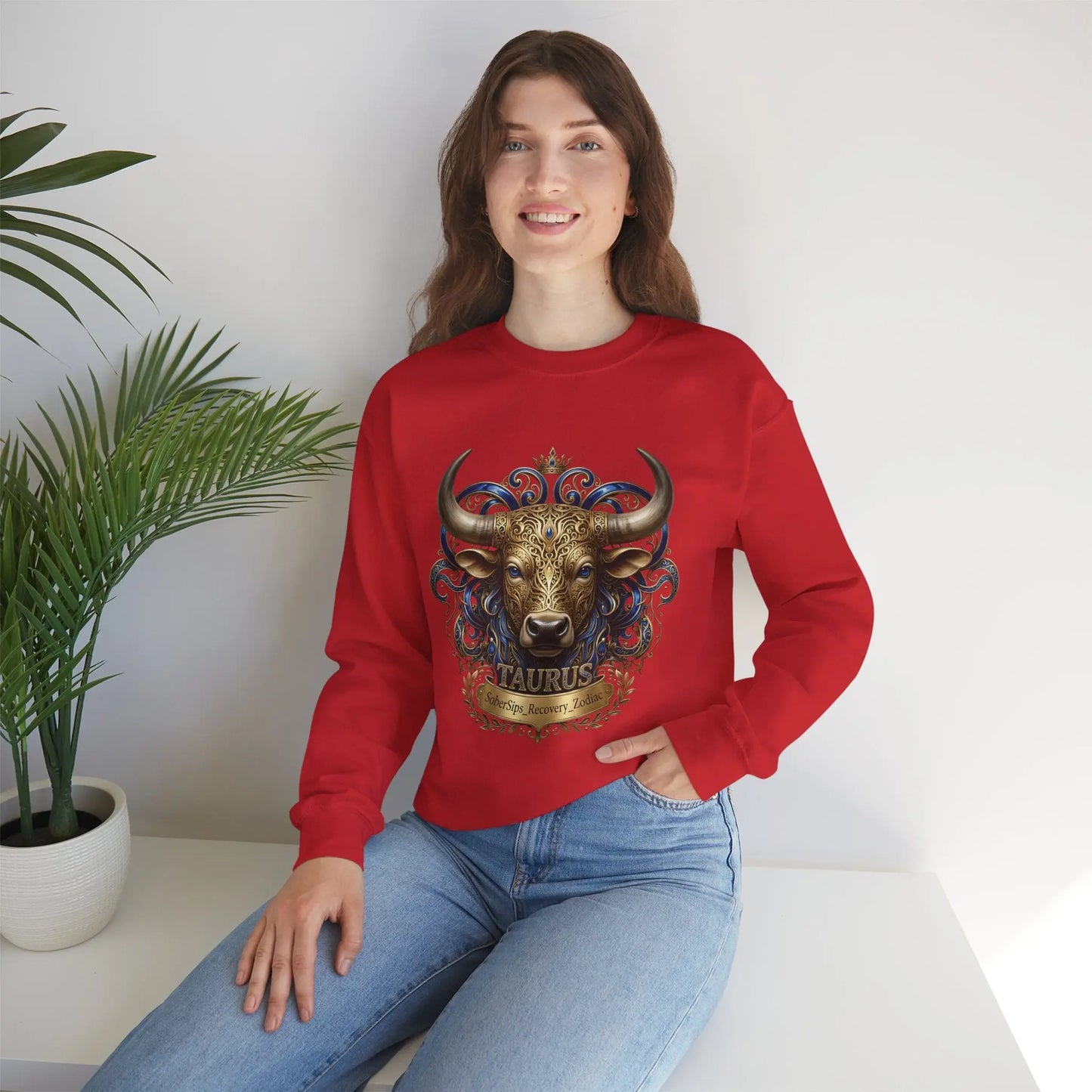 Taurus Zodiac Sweatshirt — Ornate Bull Astrology Crewneck Printify