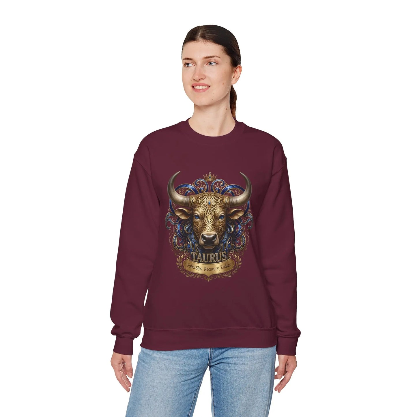 Taurus Zodiac Sweatshirt — Ornate Bull Astrology Crewneck Printify