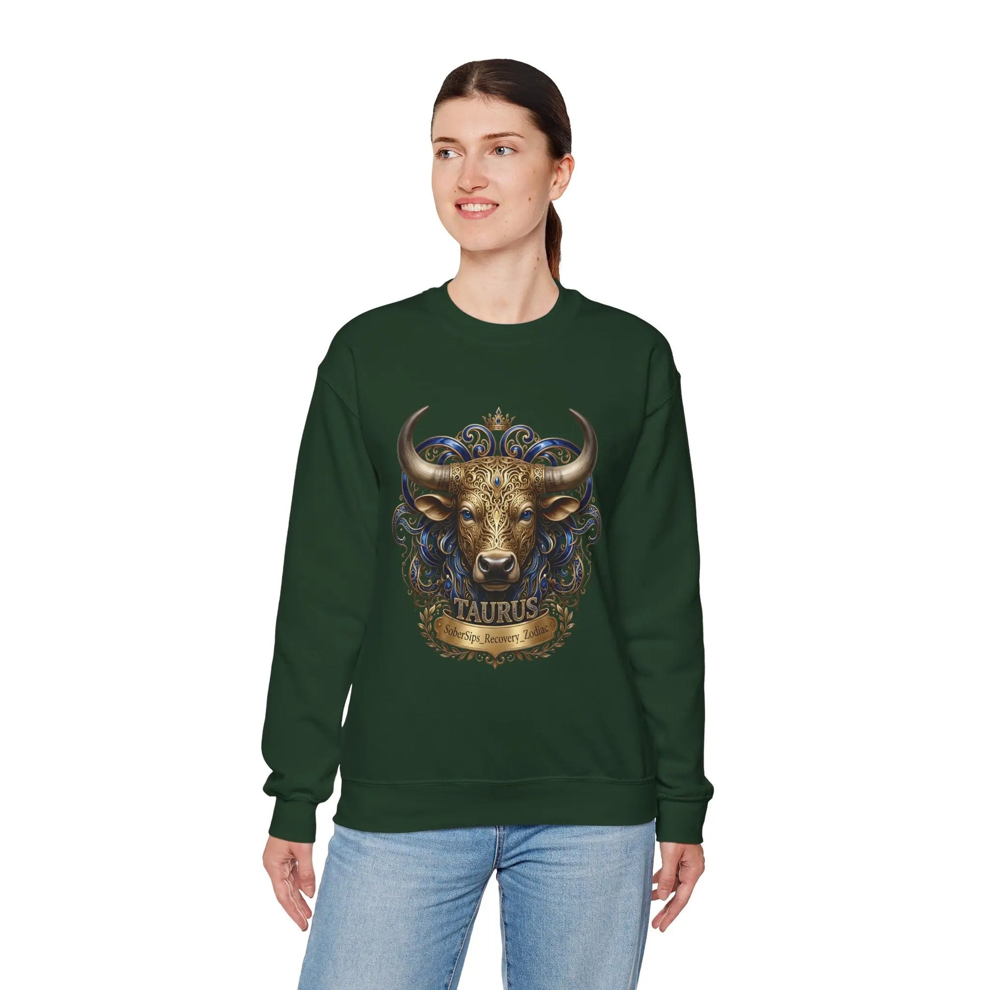 Taurus Zodiac Sweatshirt — Ornate Bull Astrology Crewneck Printify