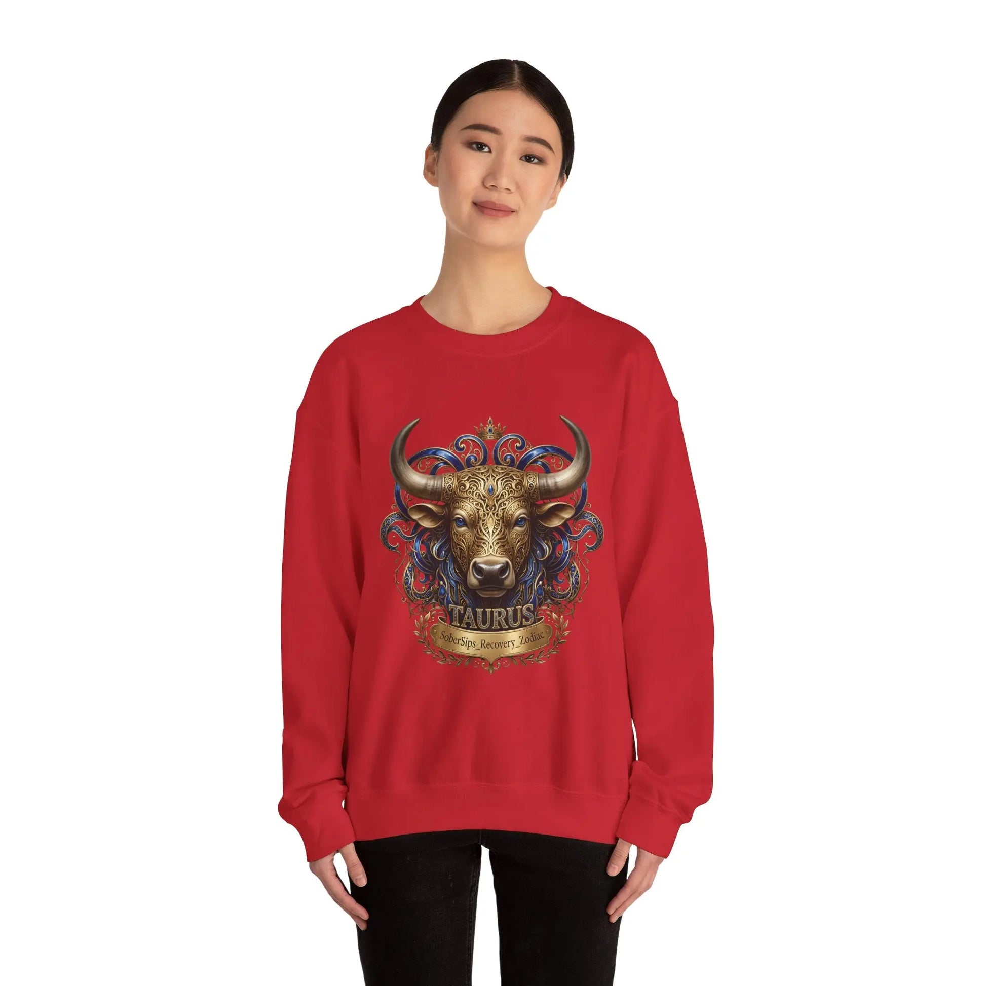Taurus Zodiac Sweatshirt — Ornate Bull Astrology Crewneck Printify