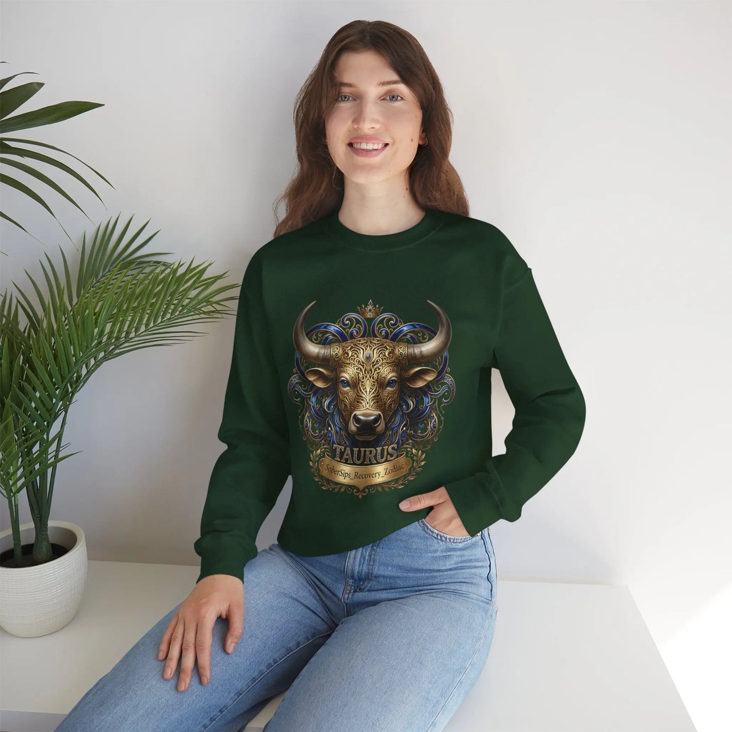 Taurus Zodiac Sweatshirt — Ornate Bull Astrology Crewneck Printify