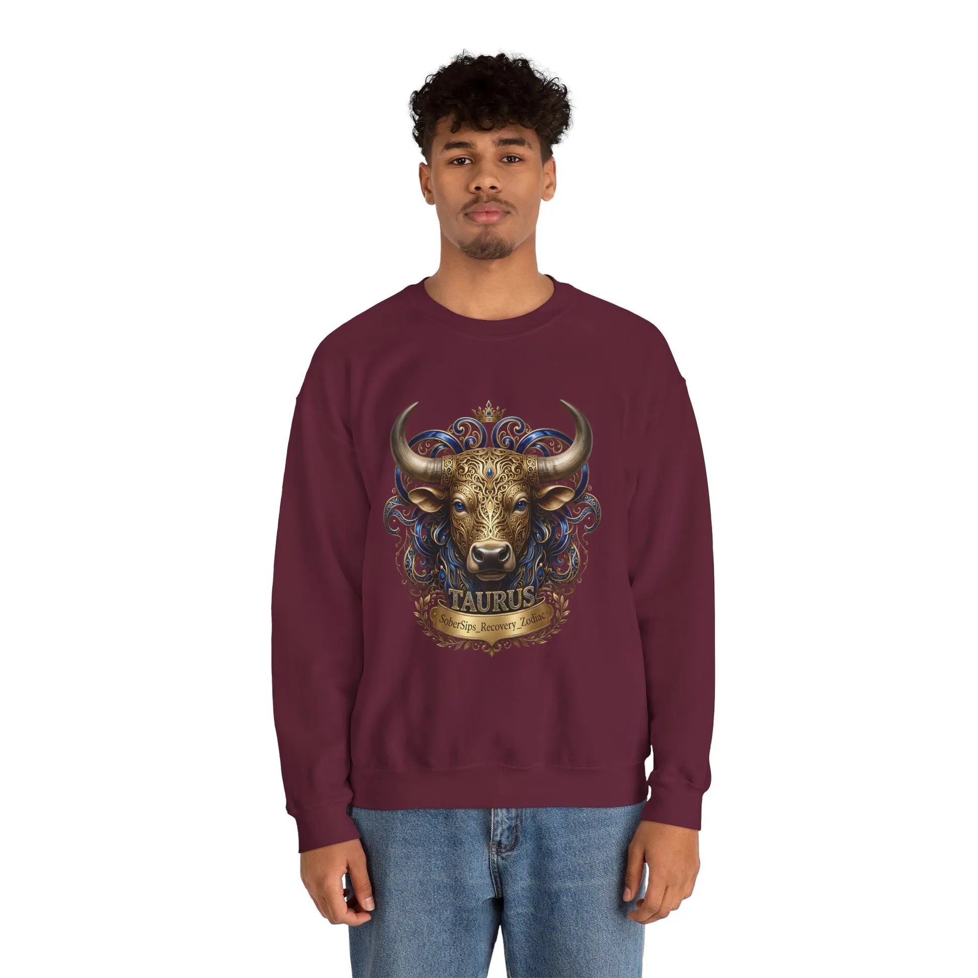 Taurus Zodiac Sweatshirt — Ornate Bull Astrology Crewneck Printify
