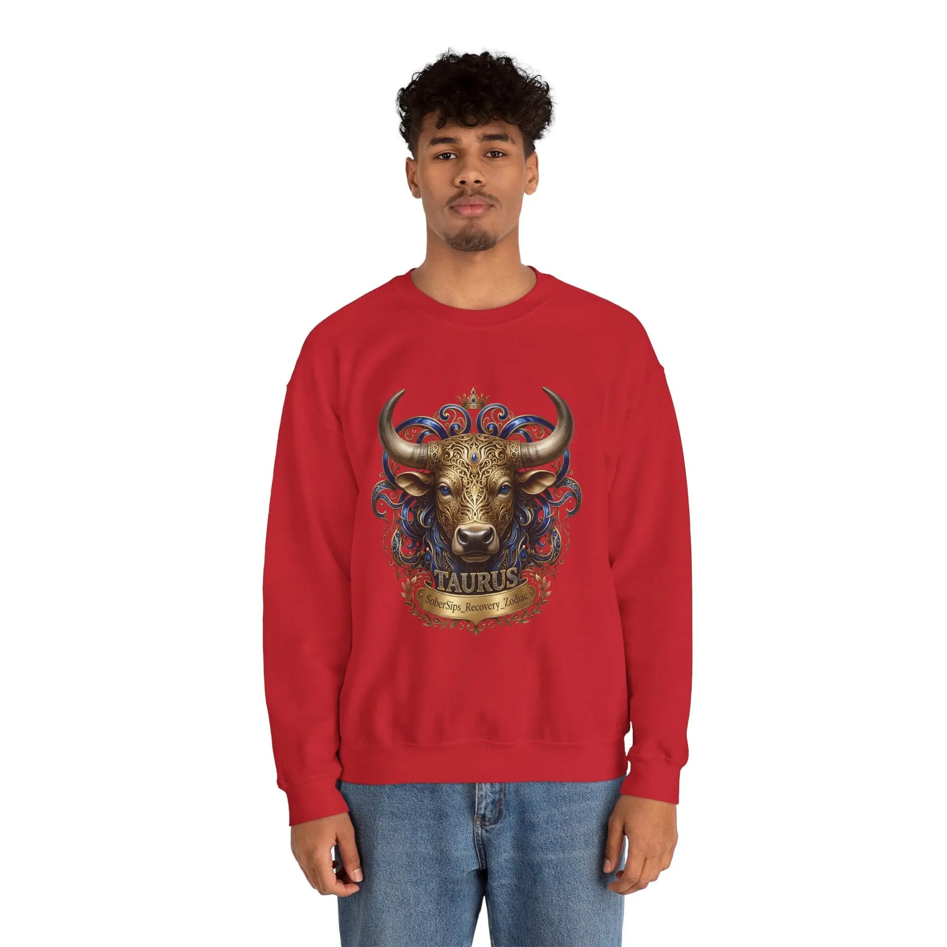 Taurus Zodiac Sweatshirt — Ornate Bull Astrology Crewneck Printify