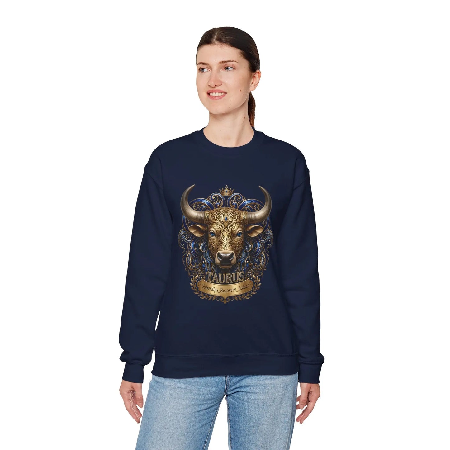 Taurus Zodiac Sweatshirt — Ornate Bull Astrology Crewneck Printify