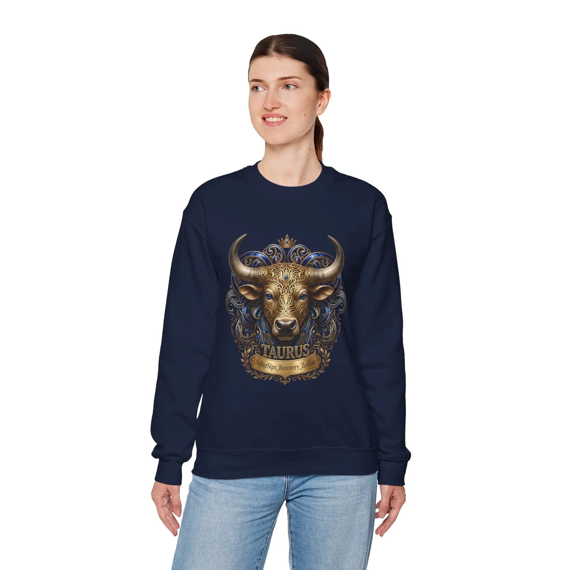 Taurus Zodiac Sweatshirt — Ornate Bull Astrology Crewneck Printify