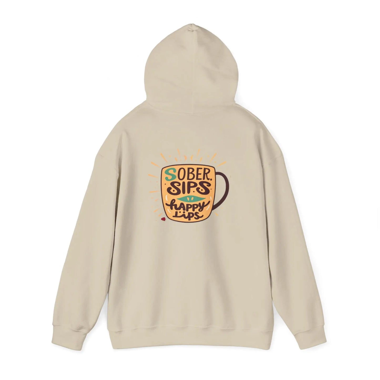 Horse Rider Graphic Hoodie — "SoberSips, Happy Lips" Coffee Backprint Printify