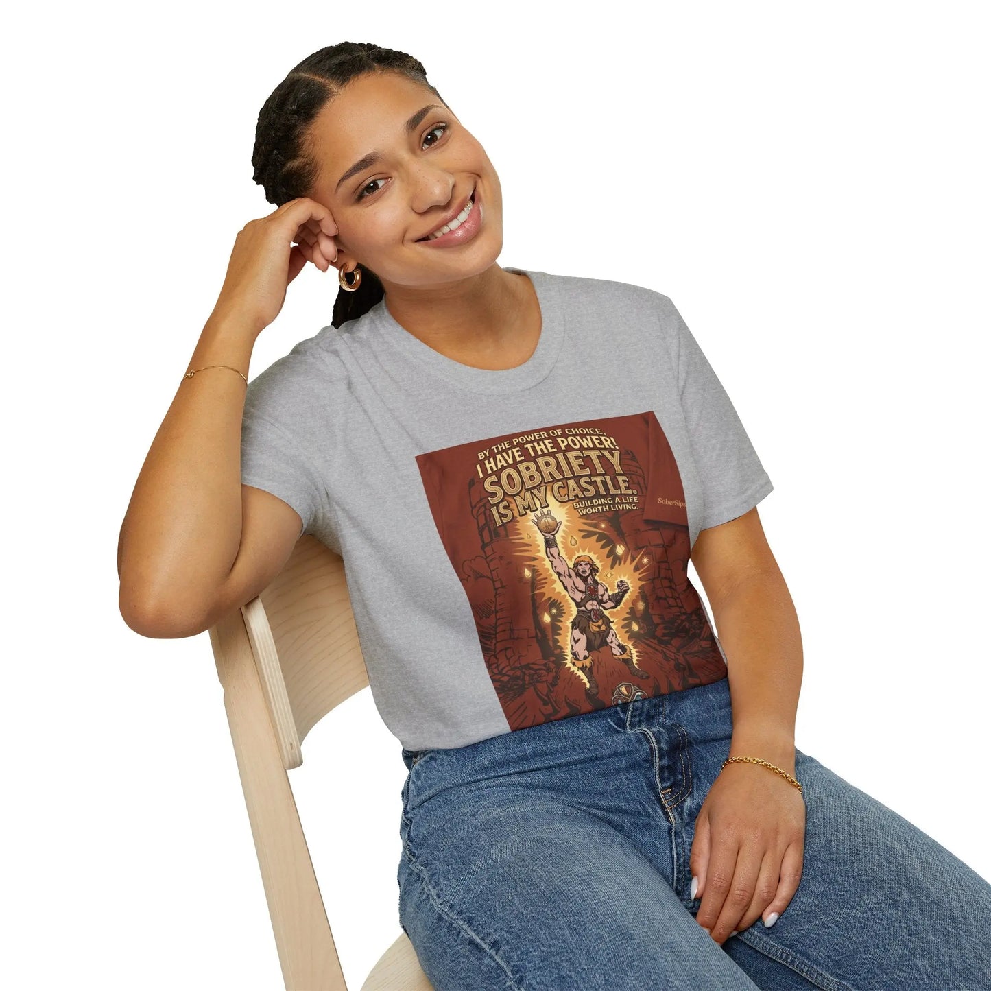 Sobriety Graphic T‑Shirt — "I Have the Power!" SoberSips Recovery Tee Printify