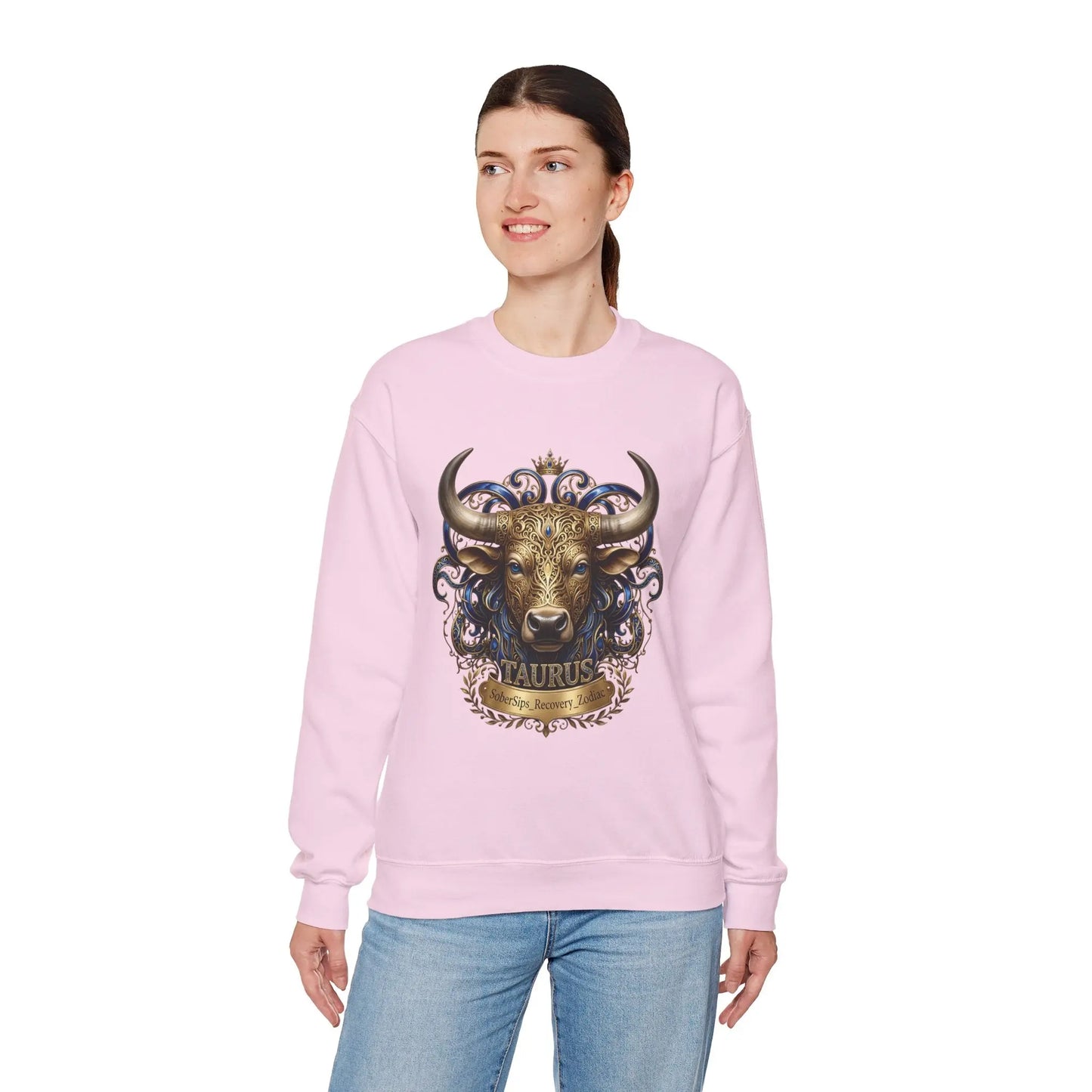 Taurus Zodiac Sweatshirt — Ornate Bull Astrology Crewneck Printify
