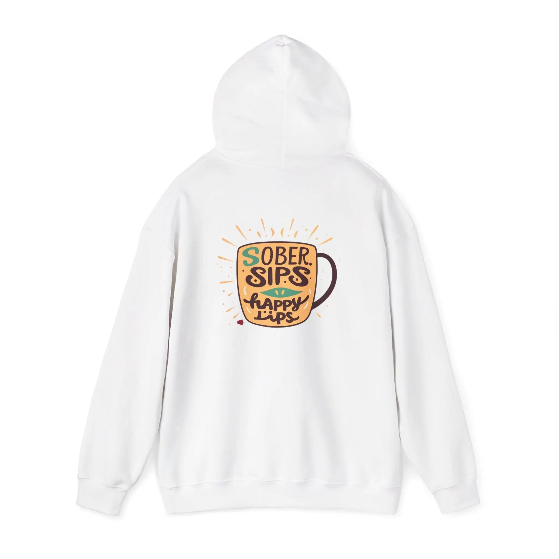 Horse Rider Graphic Hoodie — "SoberSips, Happy Lips" Coffee Backprint Printify