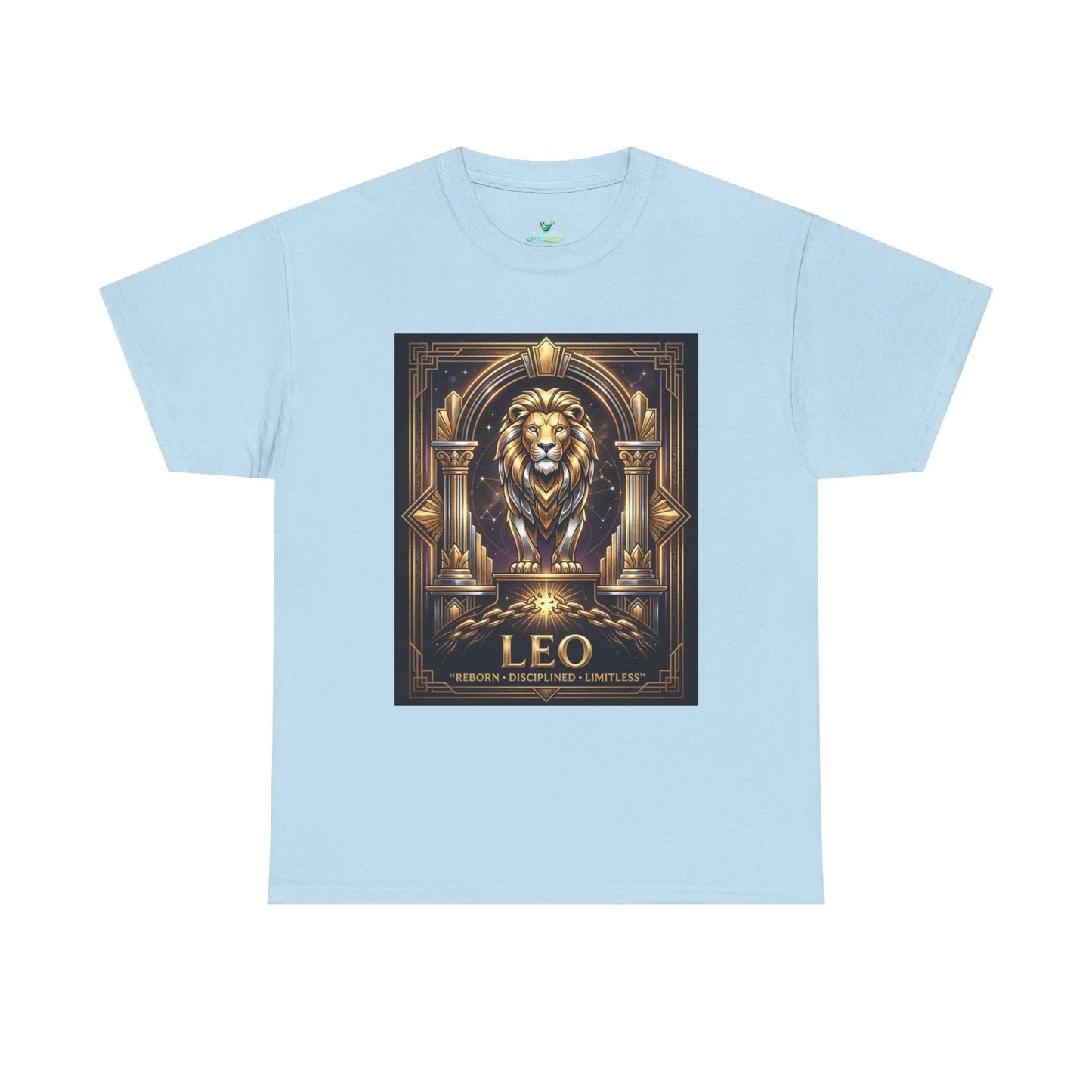 Leo Zodiac Lion T‑Shirt — Gold Heraldic Astrology Tee Printify