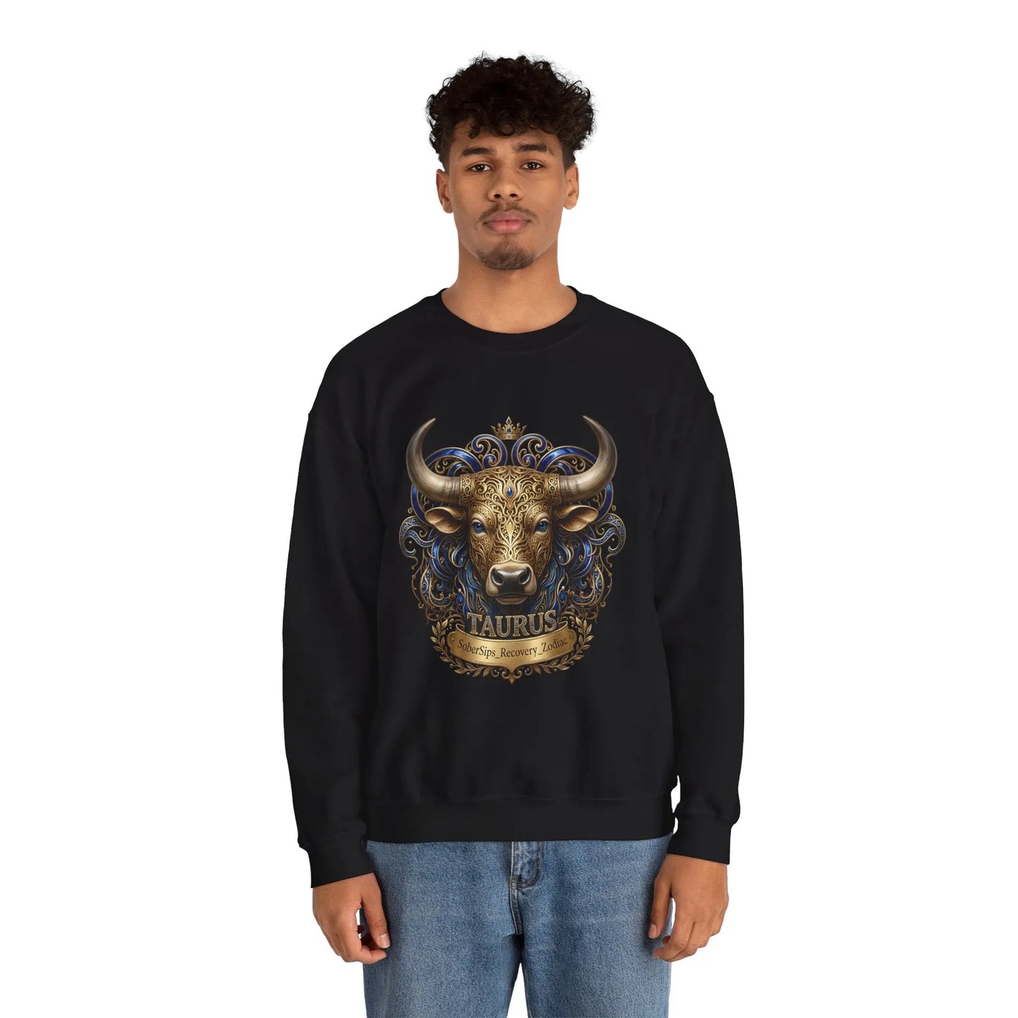 Taurus Zodiac Sweatshirt — Ornate Bull Astrology Crewneck Printify