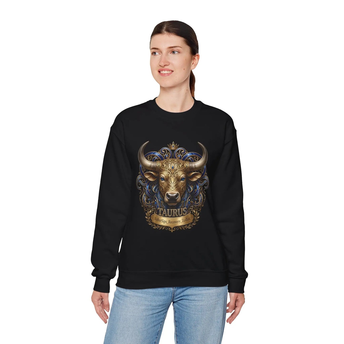 Taurus Zodiac Sweatshirt — Ornate Bull Astrology Crewneck Printify