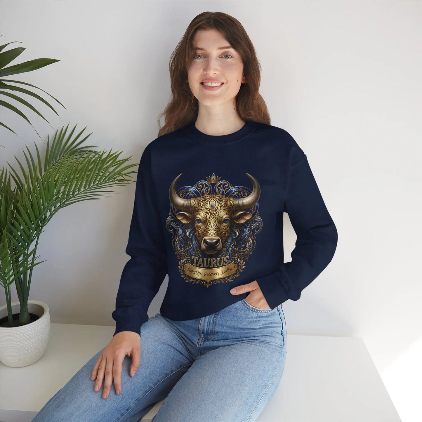 Taurus Zodiac Sweatshirt — Ornate Bull Astrology Crewneck Printify